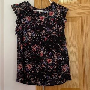 Cute Black Floral Tank Blouse
